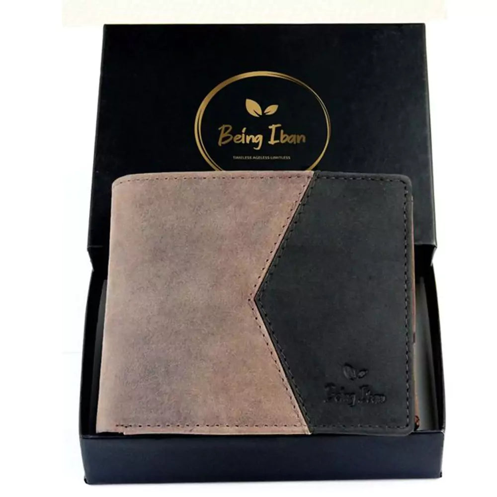 Wallet for Men-Genuine Slim Leather RFID Blocking Bifold Stylish Wallet With 2 ID Window Money Clip Wallet with ID Window Gift Box