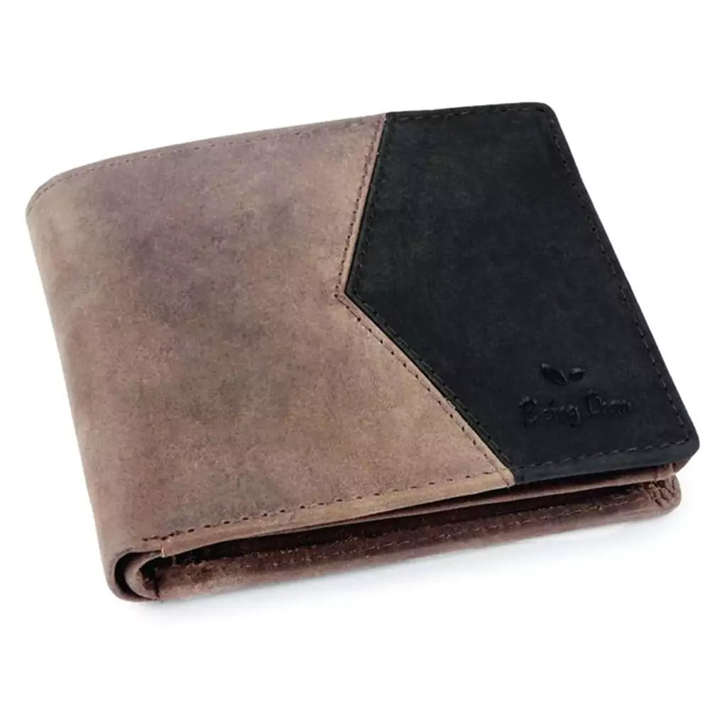 Wallet for Men-Genuine Slim Leather RFID Blocking Bifold Stylish Wallet With 2 ID Window Money Clip Wallet with ID Window Gift Box