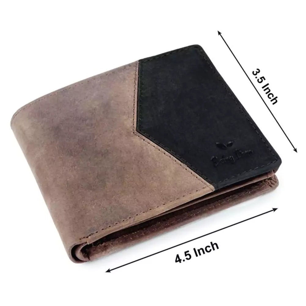 Wallet for Men-Genuine Slim Leather RFID Blocking Bifold Stylish Wallet With 2 ID Window Money Clip Wallet with ID Window Gift Box