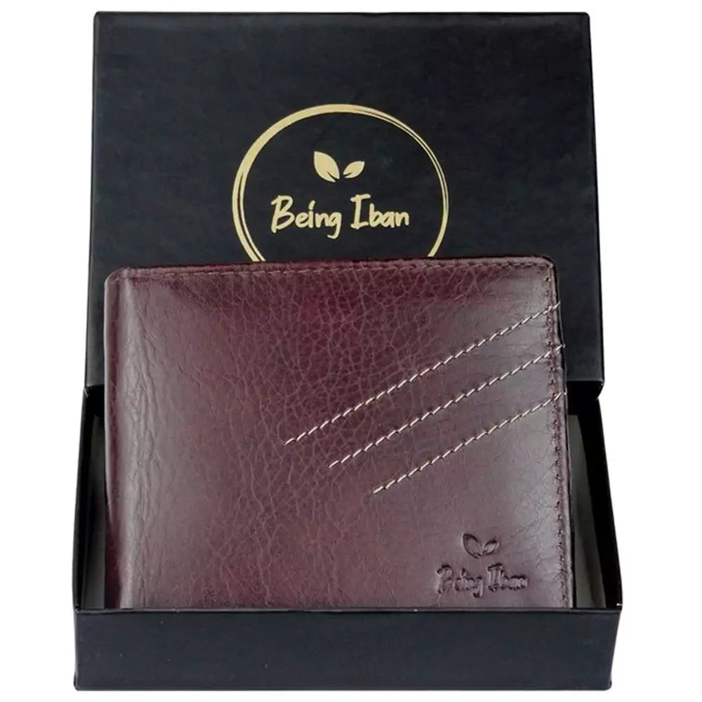 Wallet for Men-Genuine Slim Leather RFID Blocking Bifold Stylish Wallet With 2 ID Window Money Clip Wallet with ID Window Gift Box