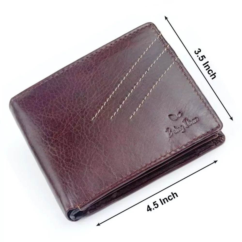 Wallet for Men-Genuine Slim Leather RFID Blocking Bifold Stylish Wallet With 2 ID Window Money Clip Wallet with ID Window Gift Box