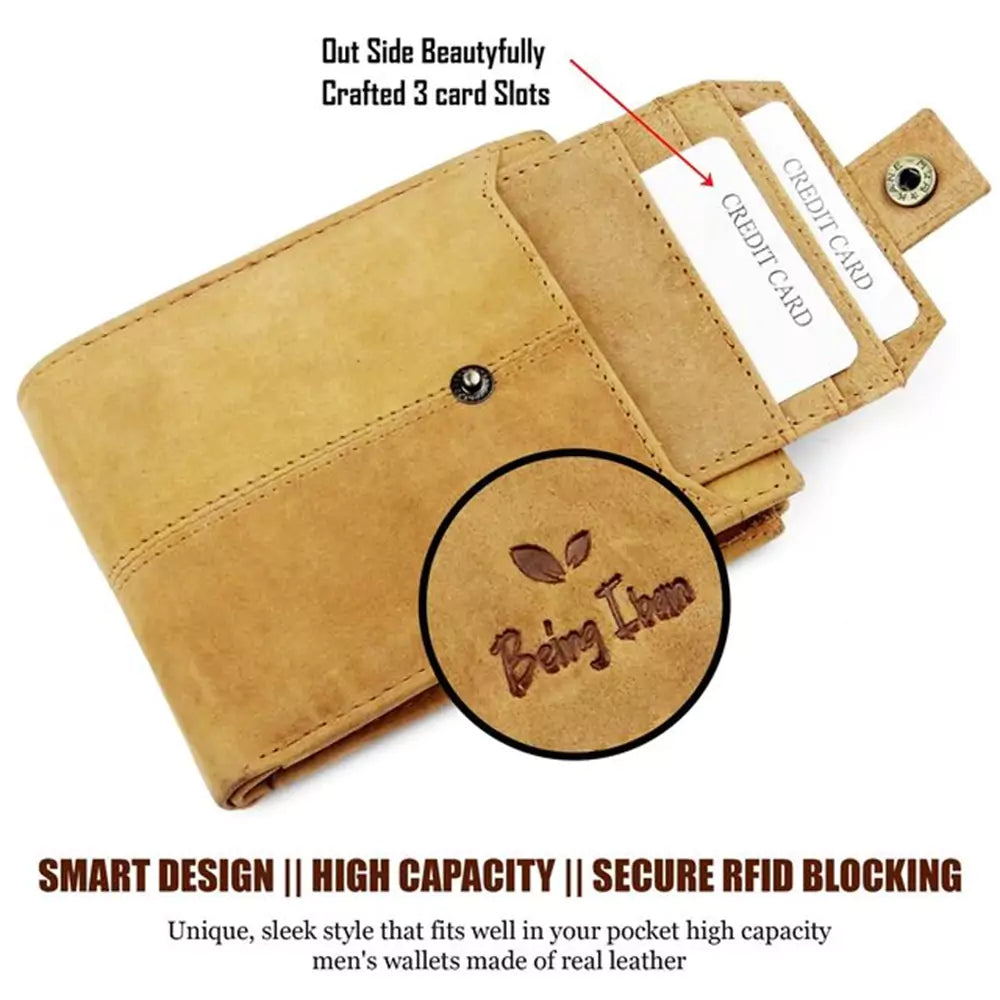 Wallet for Men-Genuine Slim Leather RFID Blocking Bifold Stylish Wallet With 2 ID Window Money Clip Wallet with ID Window Gift Box