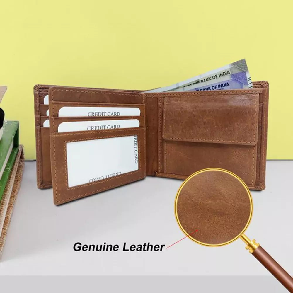 Wallet for Men-Genuine Slim Leather RFID Blocking Bifold Stylish Wallet With 2 ID Window Money Clip Wallet with ID Window Gift Box