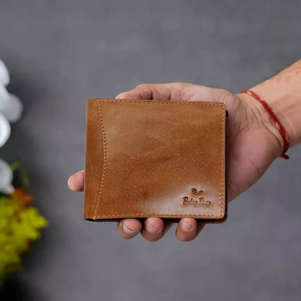 Wallet for Men-Genuine Slim Leather RFID Blocking Bifold Stylish Wallet With 2 ID Window Money Clip Wallet with ID Window Gift Box