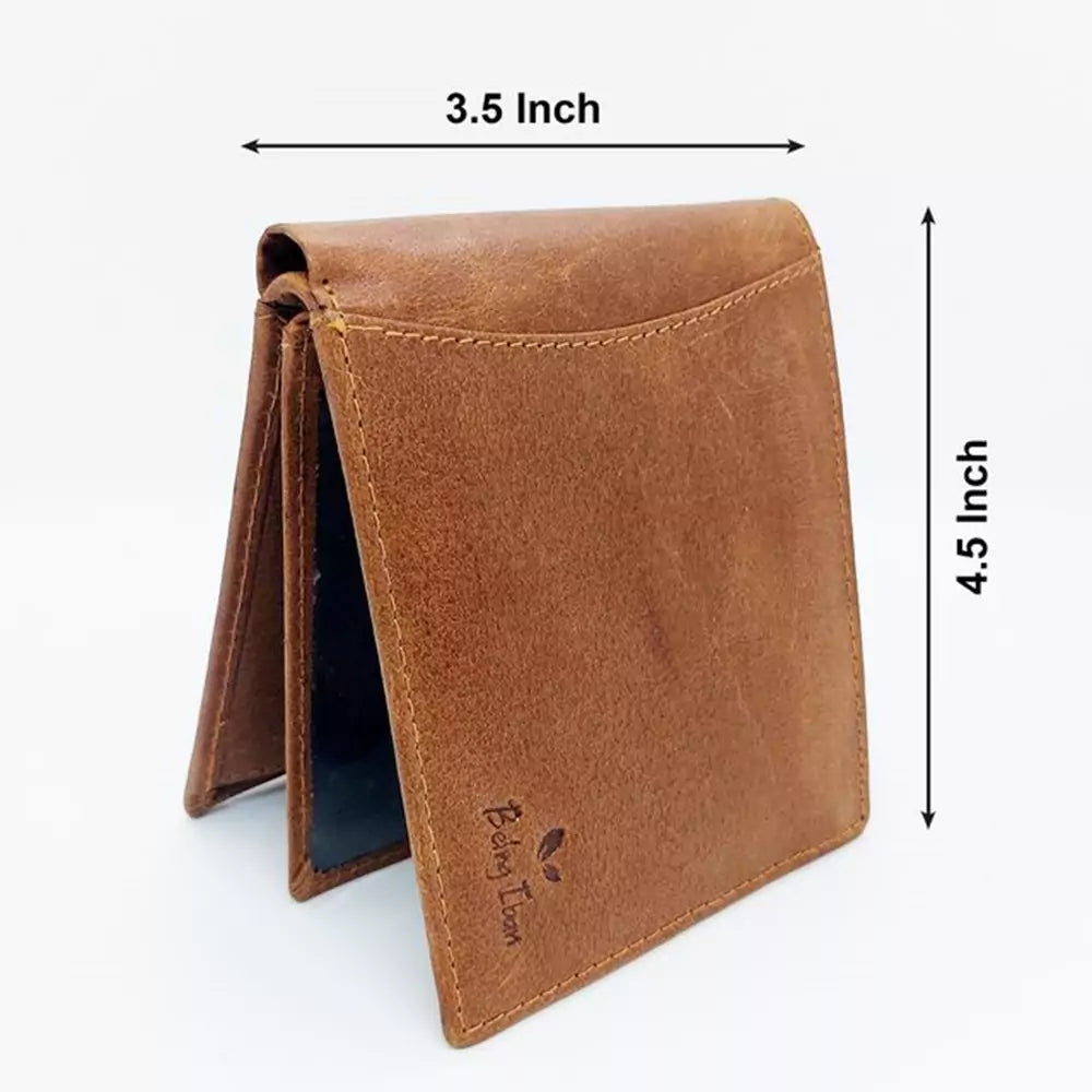Wallet for Men-Genuine Slim Leather RFID Blocking Bifold Stylish Wallet With 2 ID Window Money Clip Wallet with ID Window Gift Box