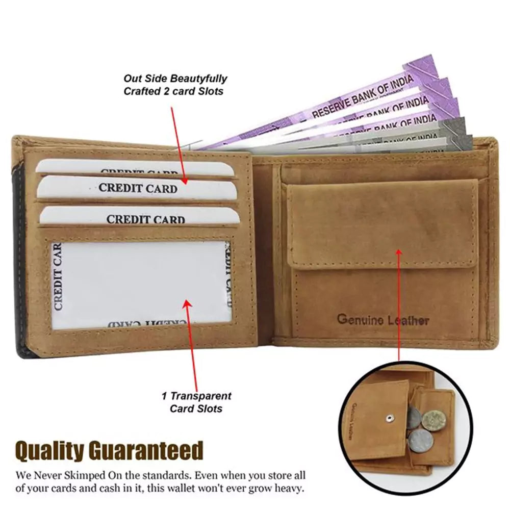 Wallet for Men-Genuine Slim Leather RFID Blocking Bifold Stylish Wallet With 2 ID Window Money Clip Wallet with ID Window Gift Box