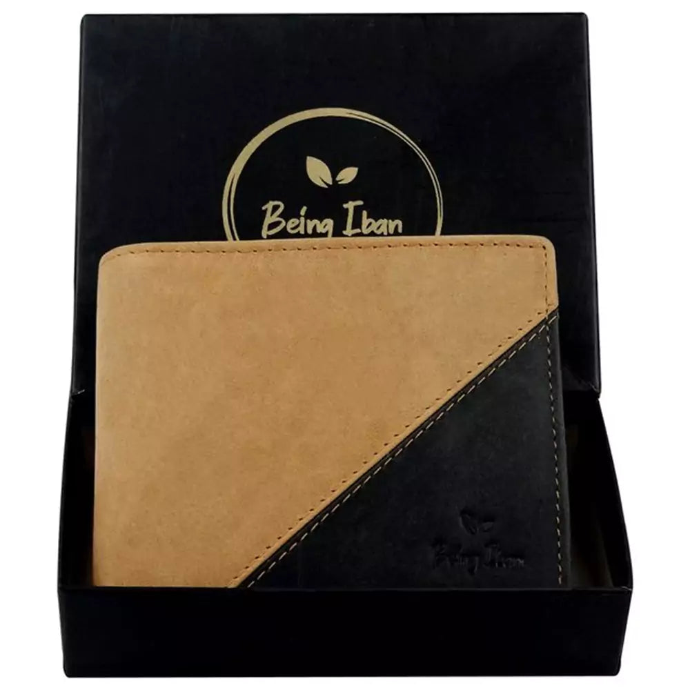 Wallet for Men-Genuine Slim Leather RFID Blocking Bifold Stylish Wallet With 2 ID Window Money Clip Wallet with ID Window Gift Box