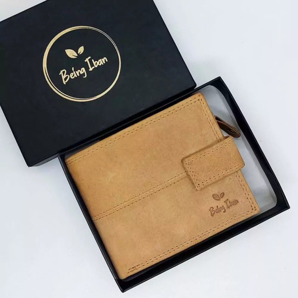 Wallet for Men-Genuine Slim Leather RFID Blocking Bifold Stylish Wallet With 2 ID Window Money Clip Wallet with ID Window Gift Box