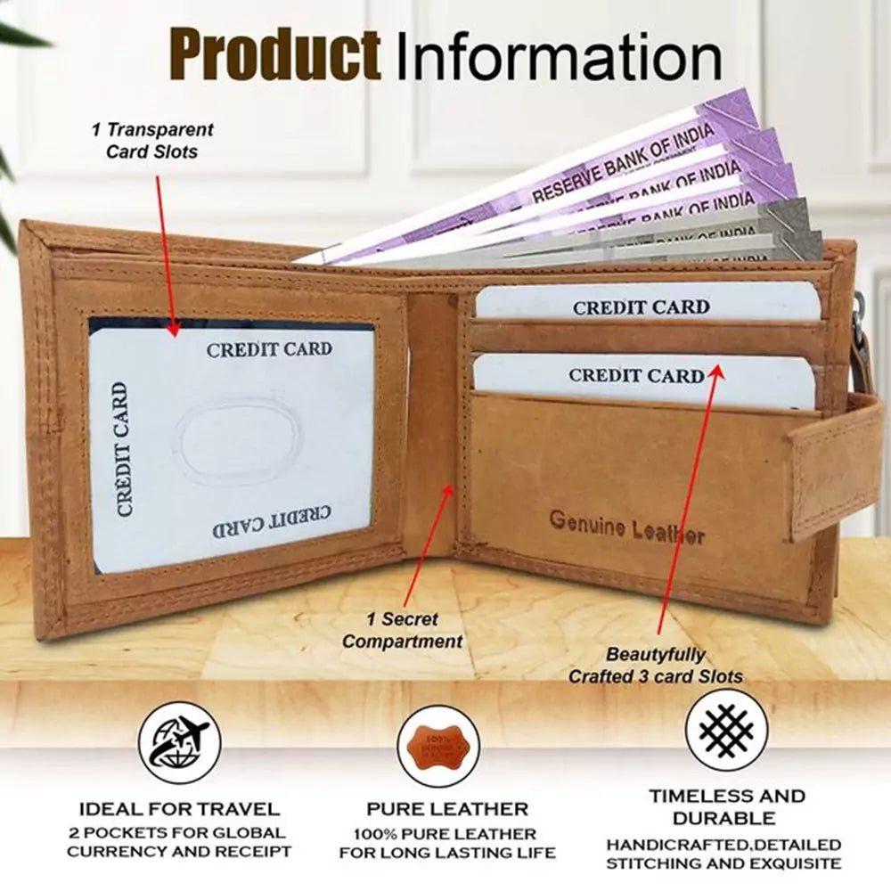 Wallet for Men-Genuine Slim Leather RFID Blocking Bifold Stylish Wallet With 2 ID Window Money Clip Wallet with ID Window Gift Box