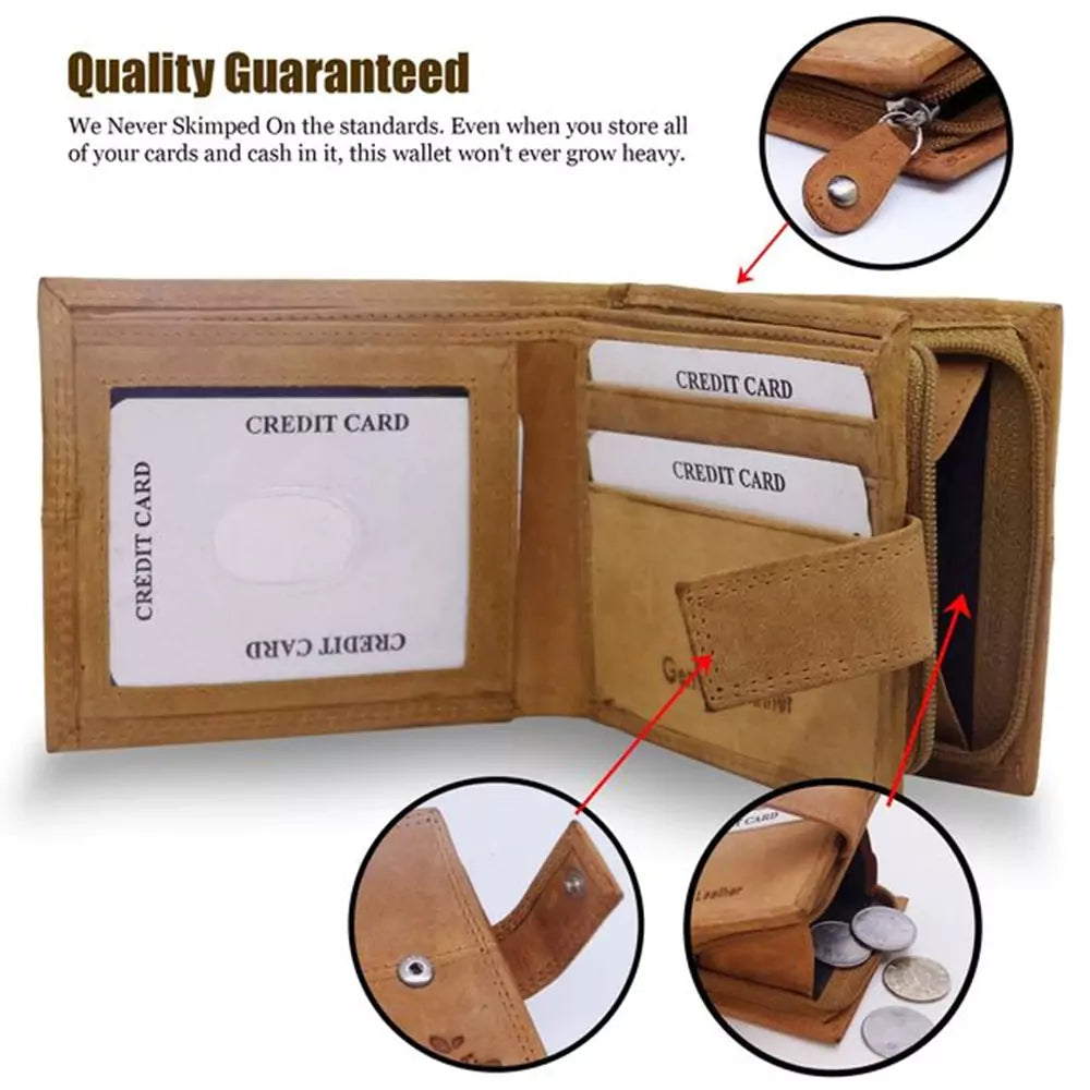 Wallet for Men-Genuine Slim Leather RFID Blocking Bifold Stylish Wallet With 2 ID Window Money Clip Wallet with ID Window Gift Box