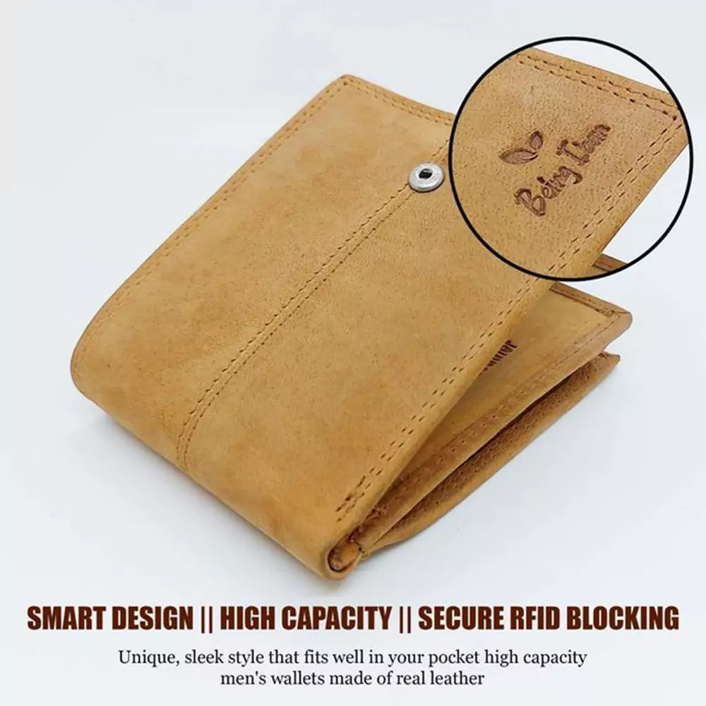 Wallet for Men-Genuine Slim Leather RFID Blocking Bifold Stylish Wallet With 2 ID Window Money Clip Wallet with ID Window Gift Box