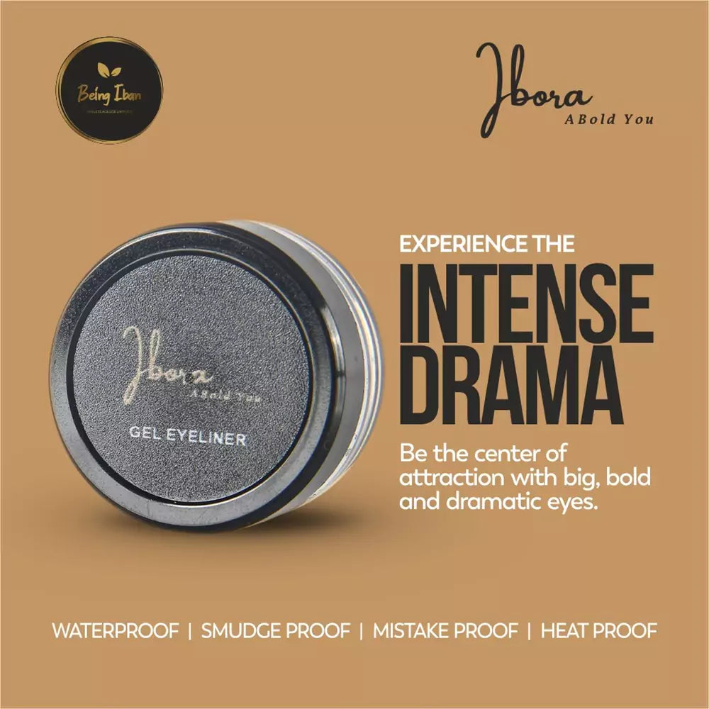 IBORA Gel Eyeliner Quick Drying Smudge Resistant Long Lasting 12 Hour Wear Precise Ultra Fine Black Waterproof (8 Gm)