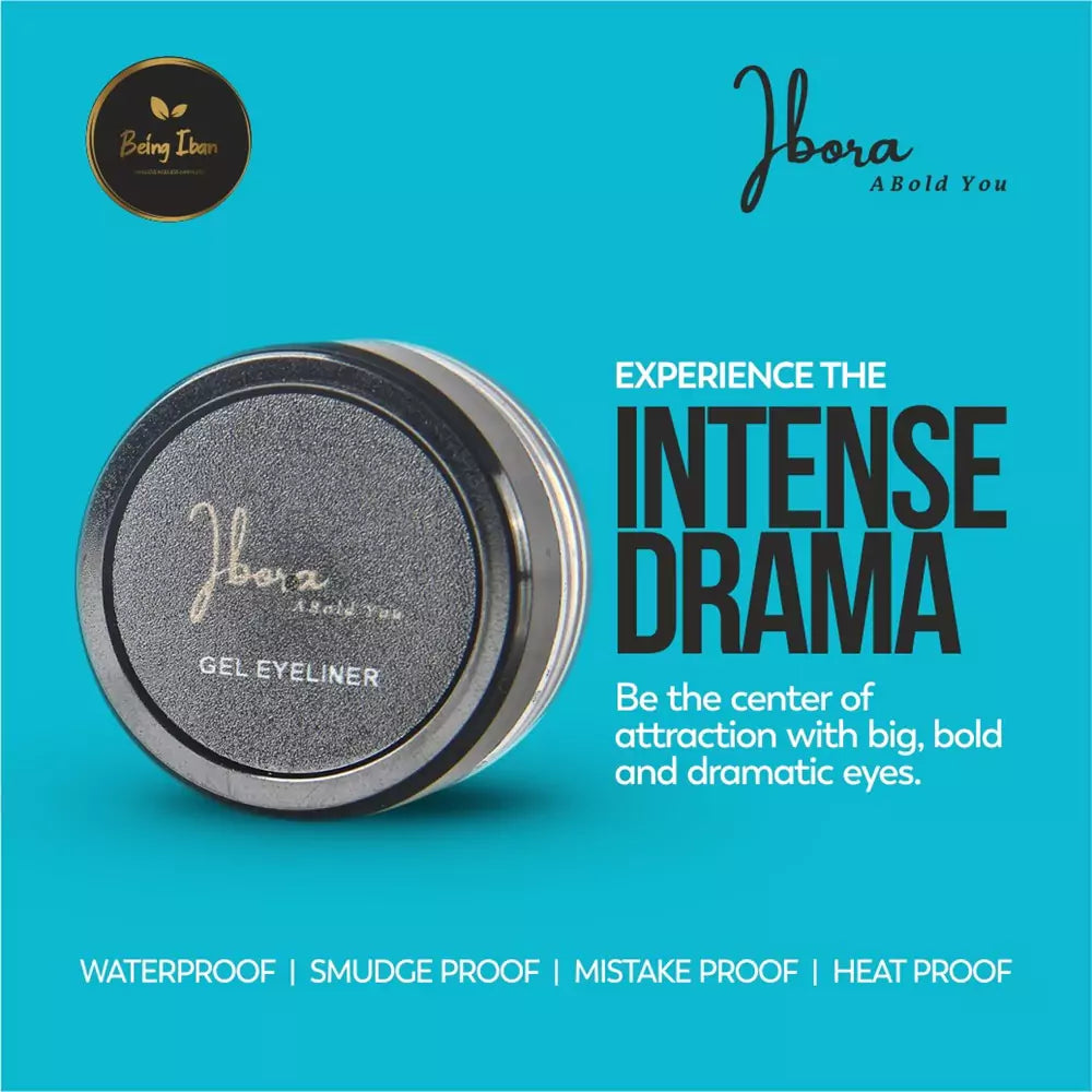 IBORA Gel Eyeliner Quick Drying Smudge Resistant Long Lasting 12 Hour Wear Precise Ultra Fine Black Waterproof (8 Gm)