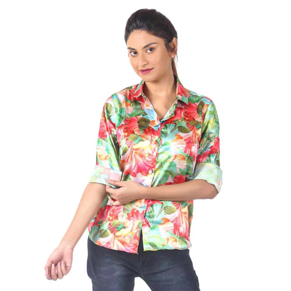 Women's Full Sleeve Wrinkle Free Floral Print Shirt
