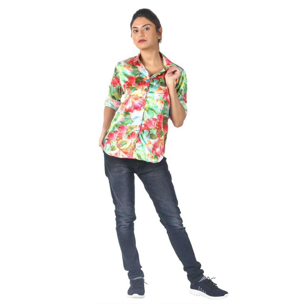 Women's Full Sleeve Wrinkle Free Floral Print Shirt