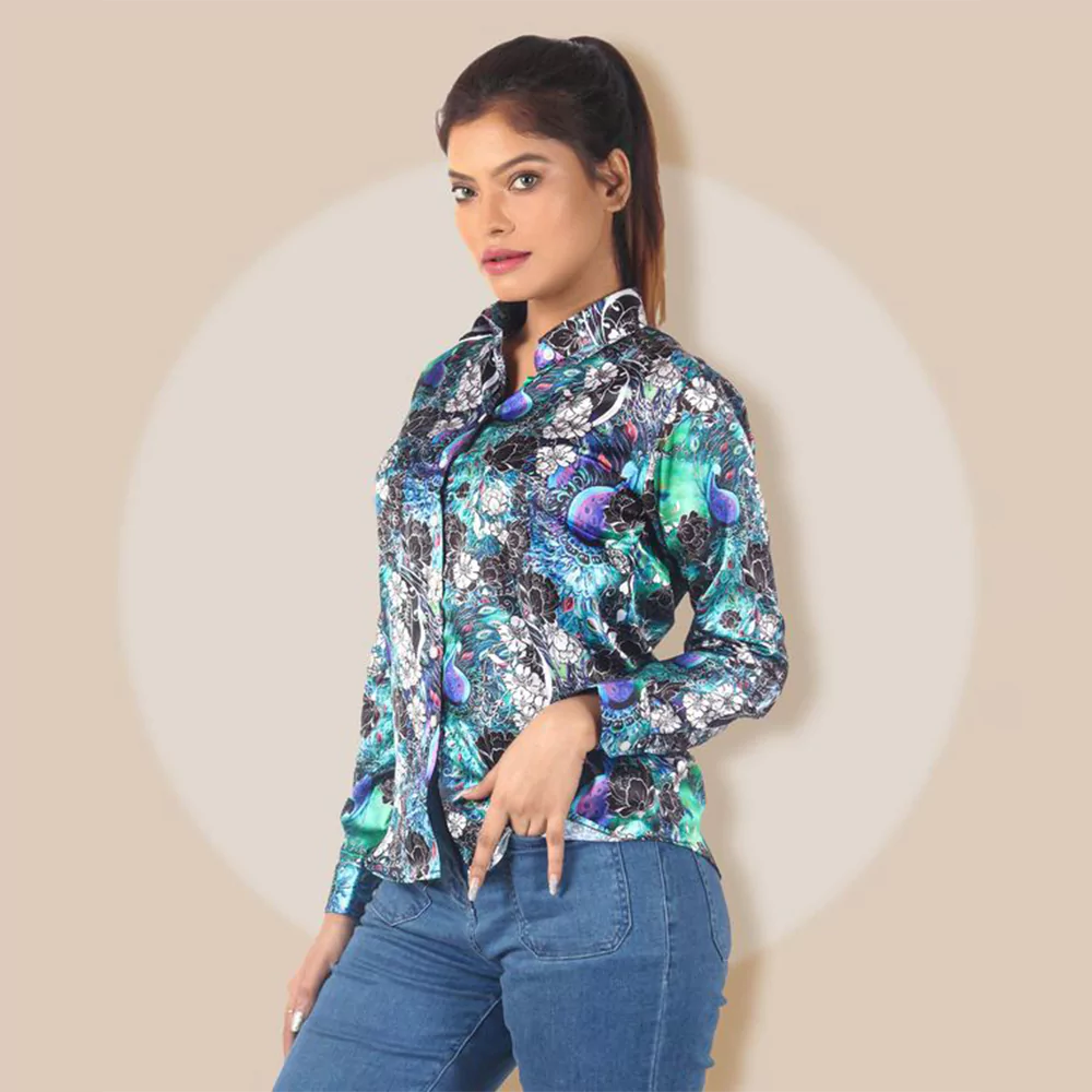 Women's Full Sleeve Wrinkle Free Floral Print Shirt