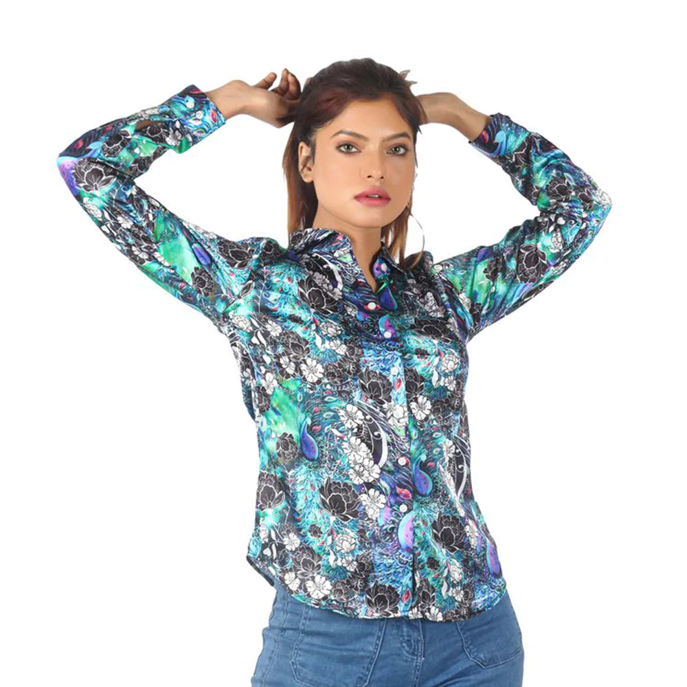 Women's Full Sleeve Wrinkle Free Floral Print Shirt