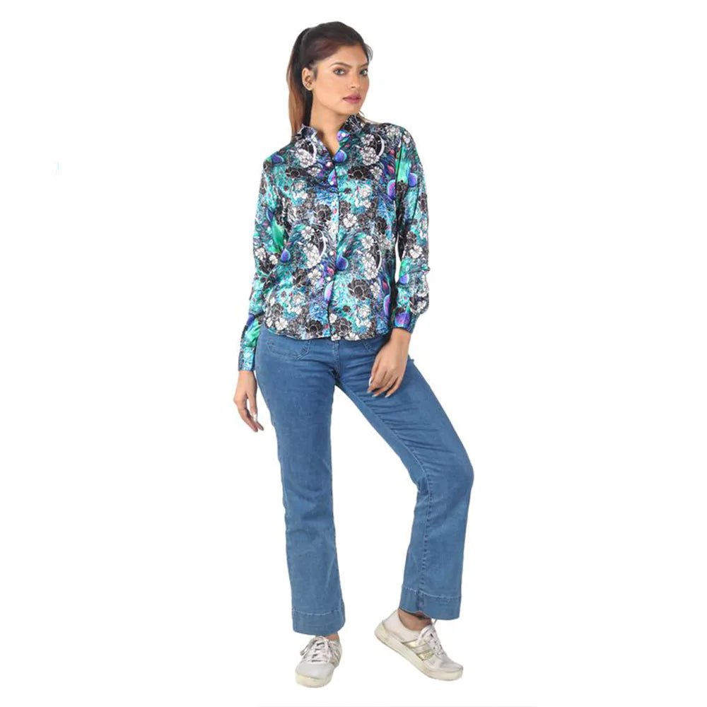 Women's Full Sleeve Wrinkle Free Floral Print Shirt