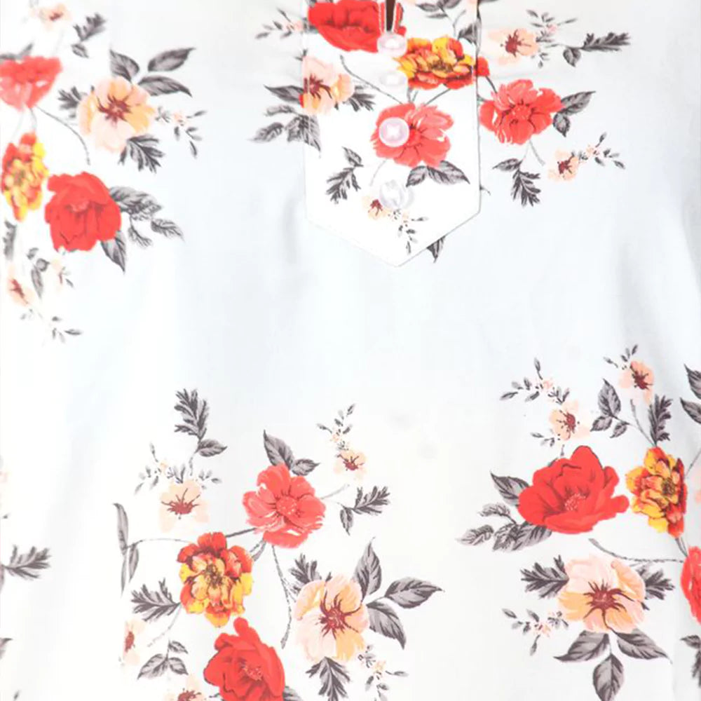 Women Summer Casual Split 3/4 Sleeve V Neck Button Casual Floral Print Tunic Tops Basic Tee Shirts for Leggings