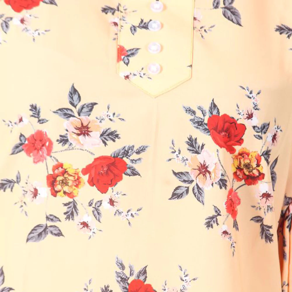 Women Summer Casual Split 3/4 Sleeve V Neck Button Casual Floral Print Tunic Tops Basic Tee Shirts for Leggings